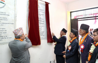 असारभित्रै बुढीगण्डकी आयोजनाको शिलान्यास गरिदै