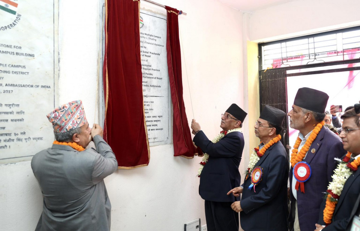 असारभित्रै बुढीगण्डकी आयोजनाको शिलान्यास गरिदै